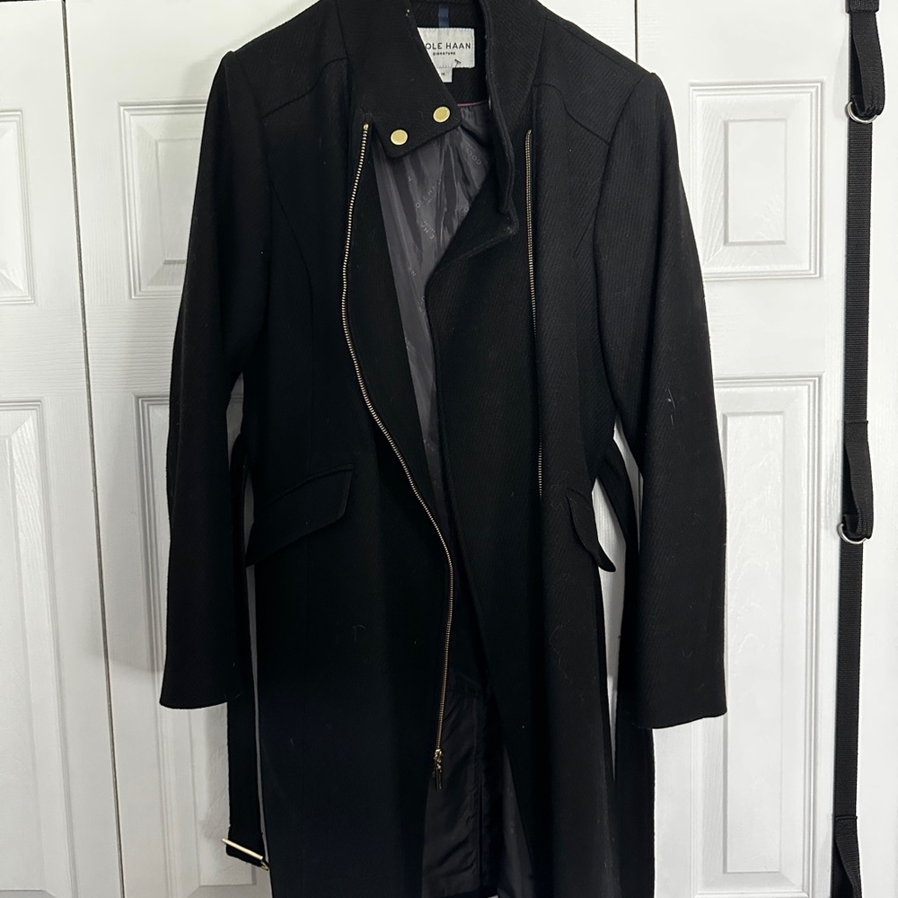Cole Haan Black Trench Coat Timeless Tailored Design